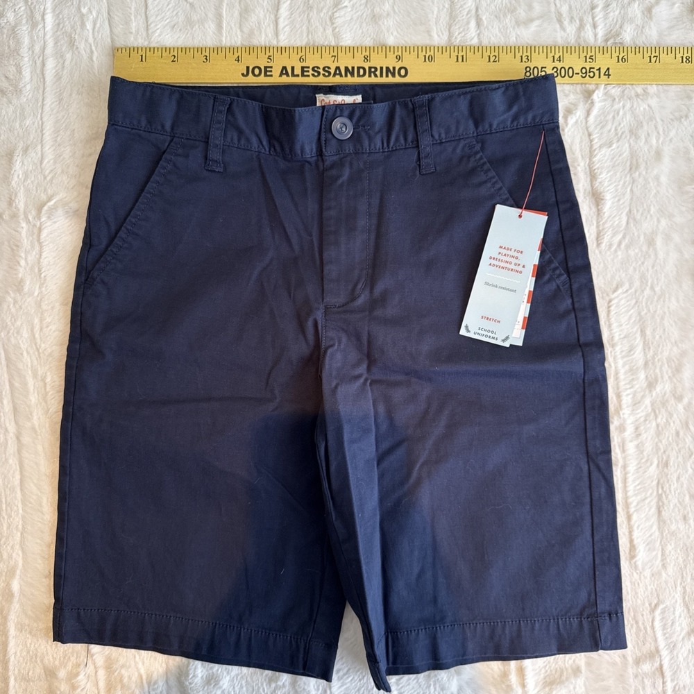 Cat & Jack Boys Navy Shorts Adjustable Waist School Uniform Bottoms New Sz 12